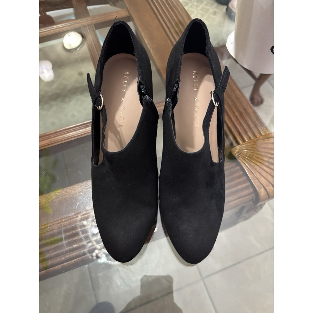 Kelly & Katie Black Suede Mary Jane Stiletto Heels Round Toe Buckle Strap US 8 - Picture 3 of 10